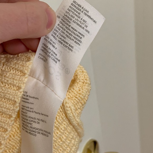 COS yellow short sleeve cropped woven sweater 100% cotton - Picture 6 of 7